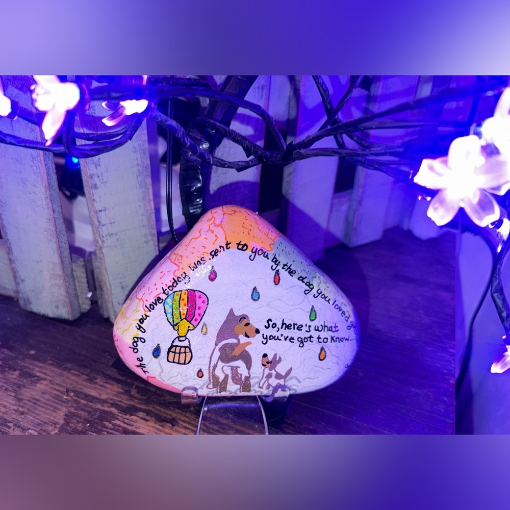 Hand-Painted, Colorful Memory Rock for Dogs